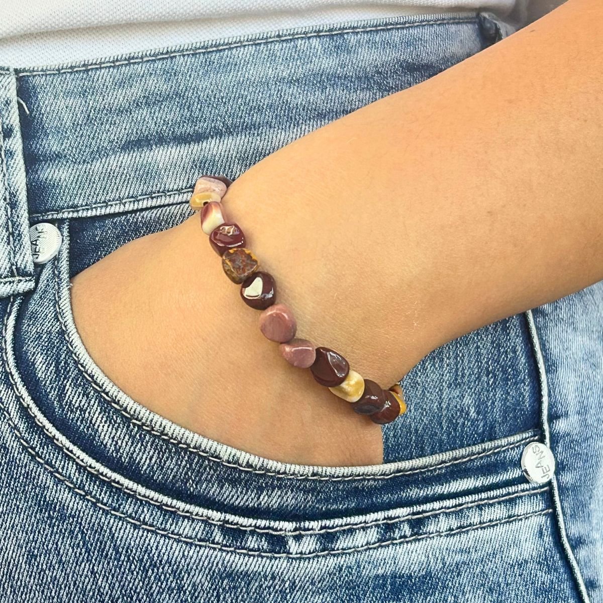 Bracelet Pierres Roulées - Jaspe Mokaite