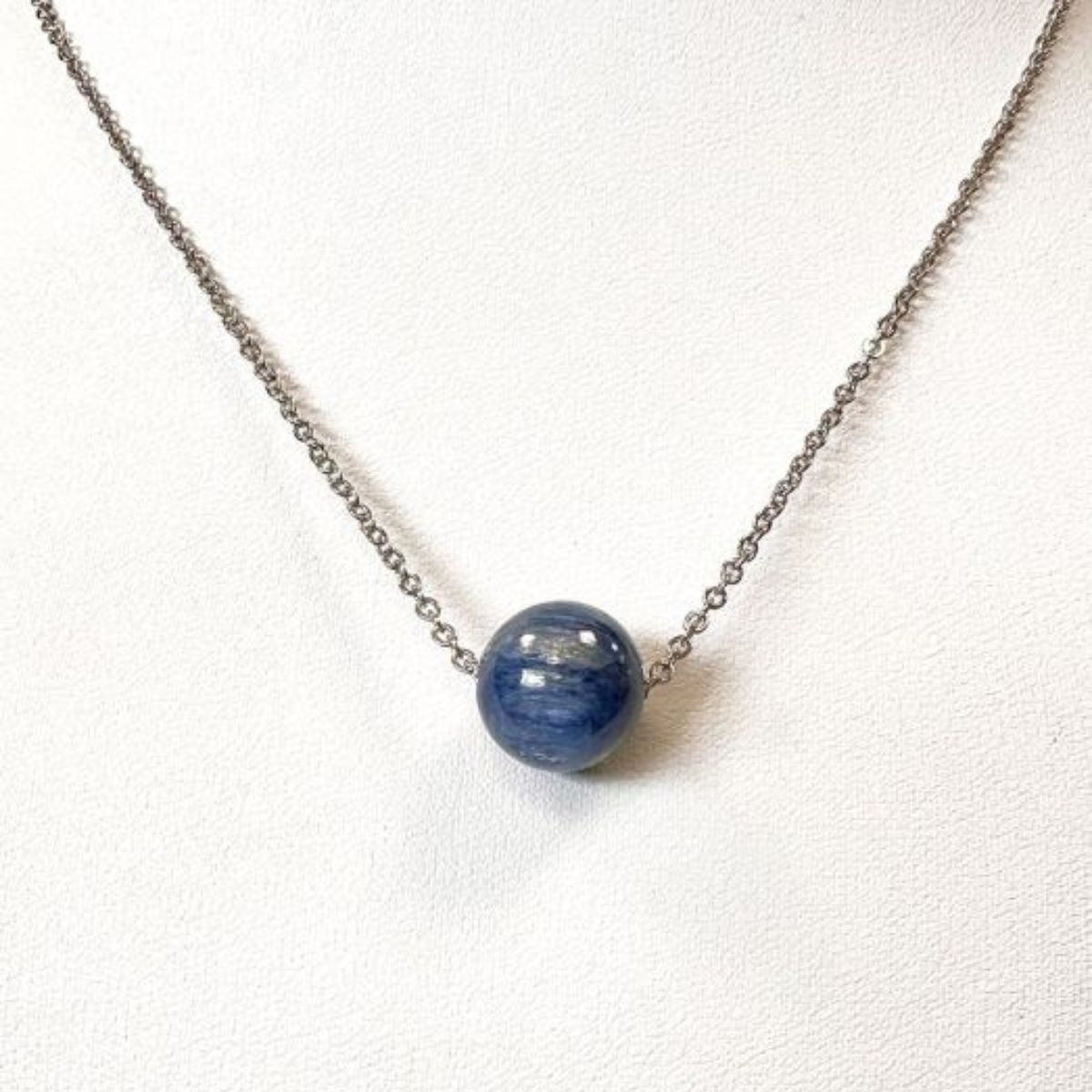 Collier Perle - Cyanite Bleue